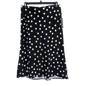 Rachel Zoe Midi Skirt sz 12 Women NEW Polka Dot Print A Line black white